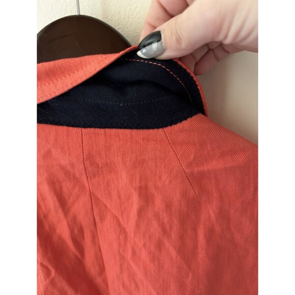 J.Crew Women’s Schoolboy Blazer Size 6 Red Linen Jacket Preppy Classic Twee Mod - Picture 4 of 5
